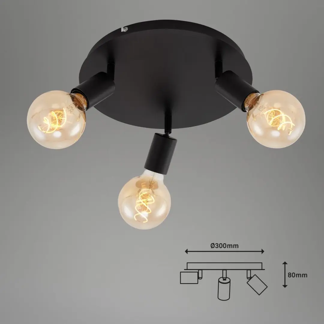 Briloner Pearl Plafondspot 3-lichts - 3x E27 - Zwart