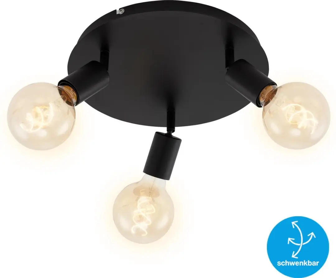 Briloner Pearl Plafondspot 3-lichts - 3x E27 - Zwart