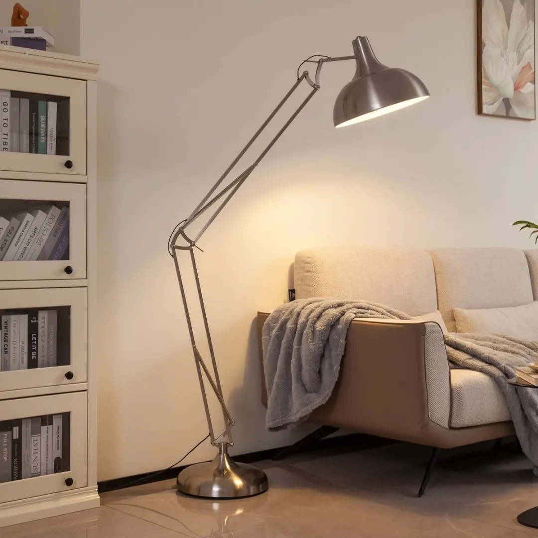Lindby Vloerlamp 1 Licht IJzer 180cm - Zilver/Zwart