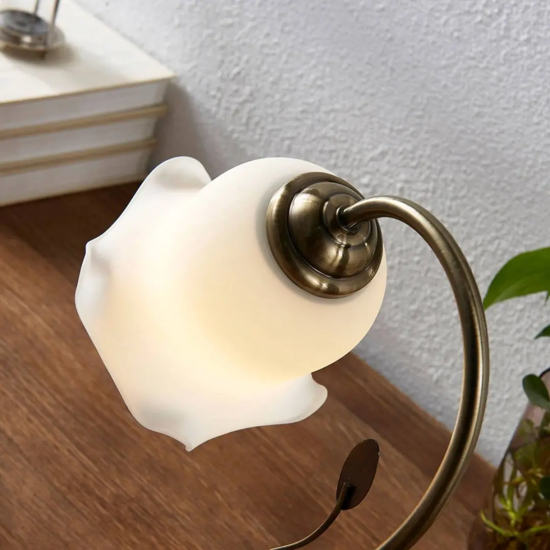 Lindby Tafellamp 1 Licht E27 - 32cm - Wit/Klassiek Messing