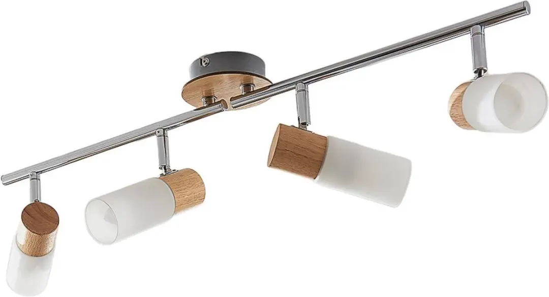 Lindby Buitenspot 4-lichts Glas/Hout/Metalen Huis - E14 - Wit/Hout