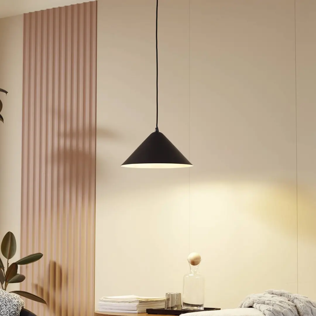 Lindby Hanglamp Metaal 1 Licht E27 - 16 cm - Ø33cm - Zwart