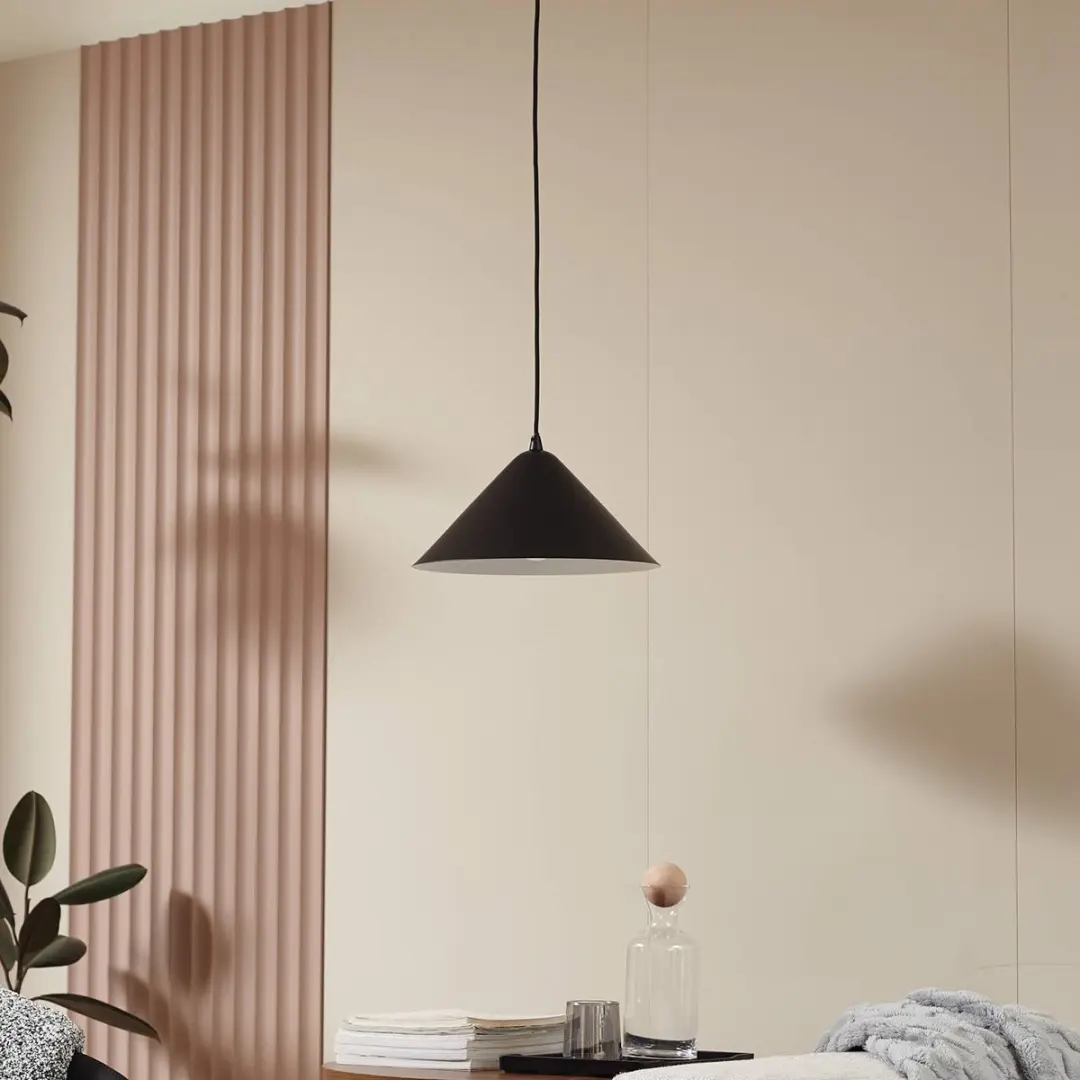 Lindby Hanglamp Metaal 1 Licht E27 - 16 cm - Ø33cm - Zwart