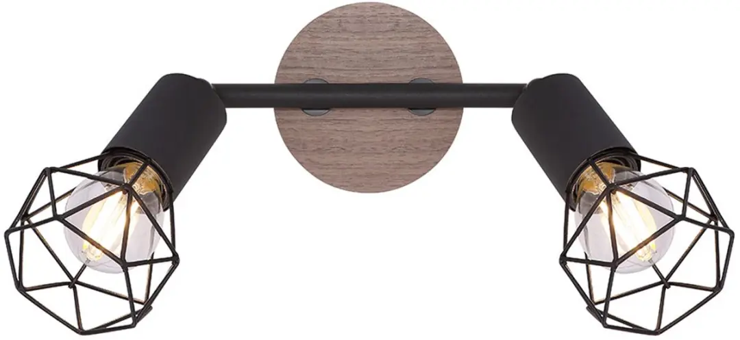 Globo Plafondspot Wood 2-lichts - Zwart - 2x E14