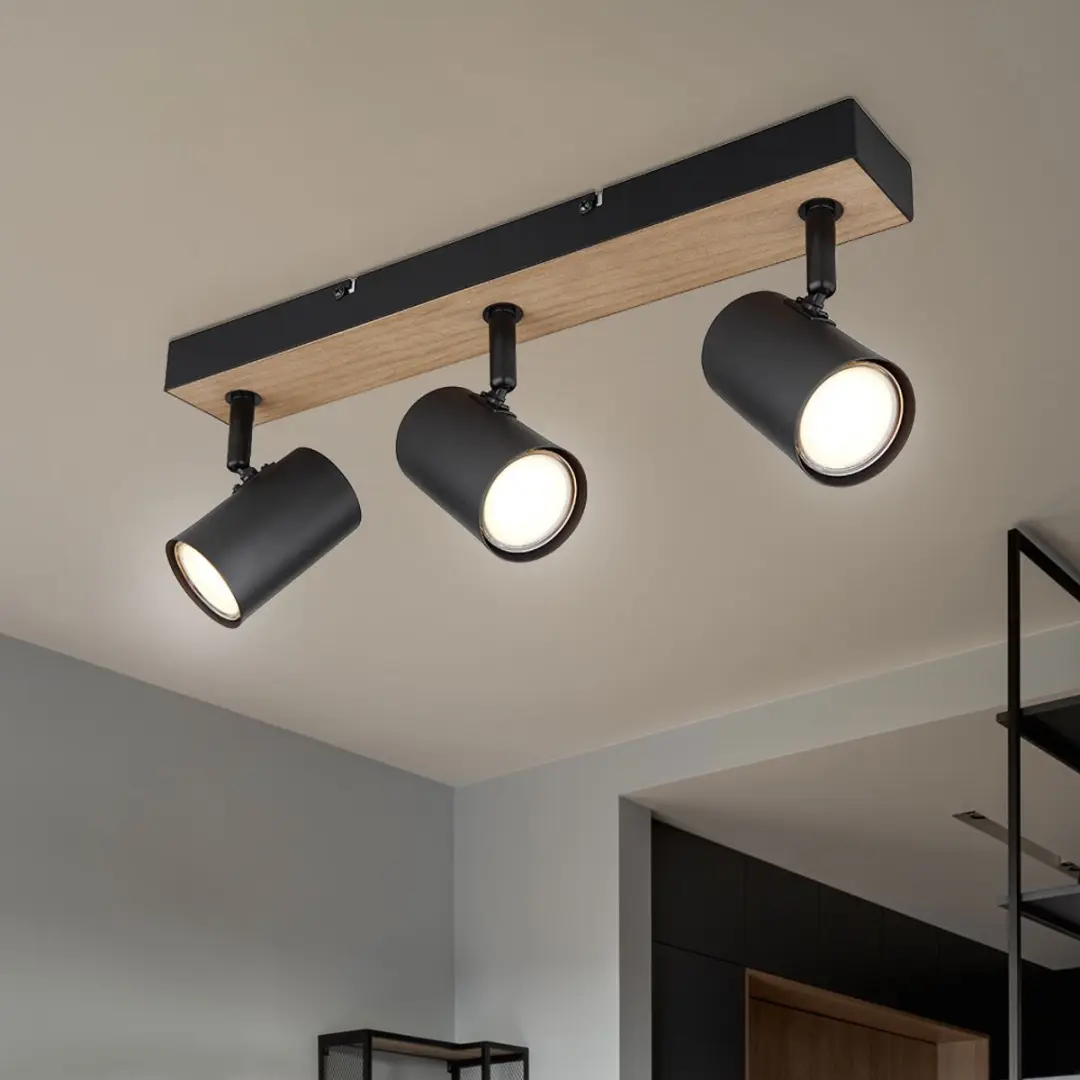 Globo Plafondlamp Slaapkamer 3-lichts Zwart - GU10