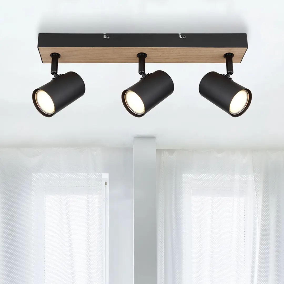 Globo Plafondlamp Slaapkamer 3-lichts Zwart - GU10