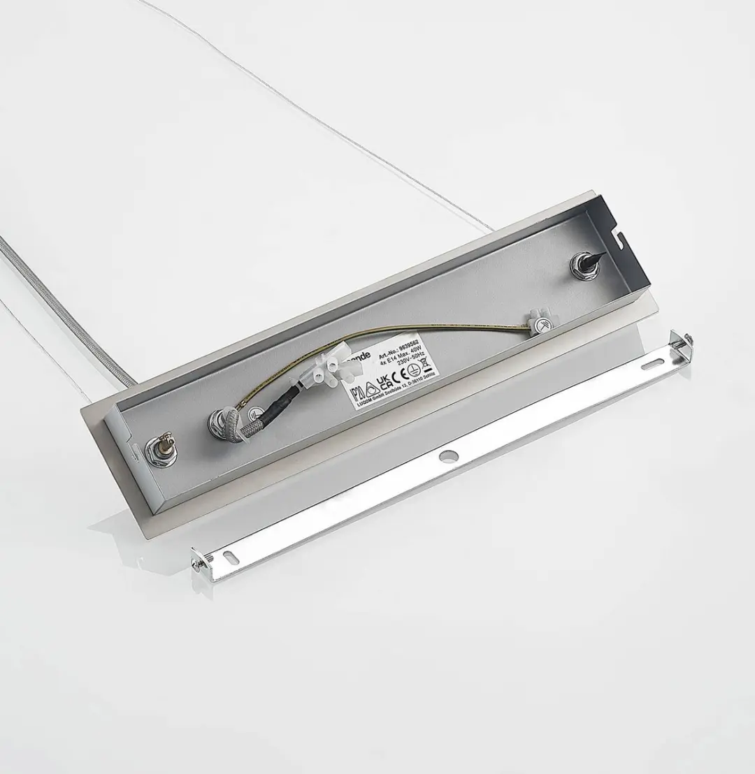 Lucande Hanglamp 4-Lichts IJzer Glas - E14 - Nikkel/Wit/Rookgrijs