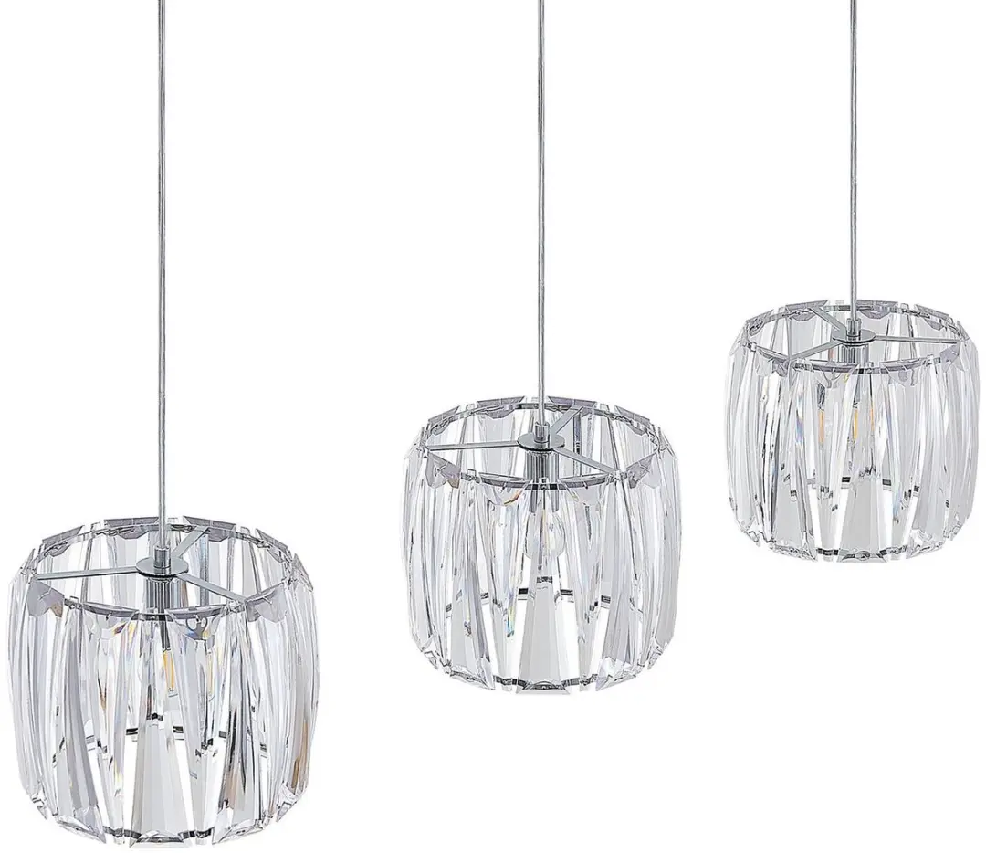 Lindby Hanglamp 3-Lichts Acryl Metaal - E14 - 20cm - Transparant/Chroom
