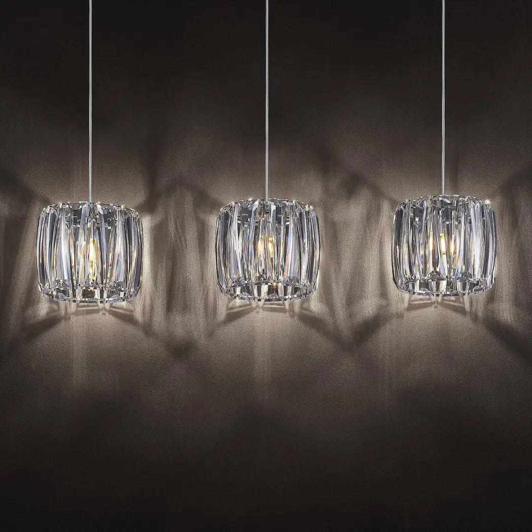 Lindby Hanglamp 3-Lichts Acryl Metaal - E14 - 20cm - Transparant/Chroom
