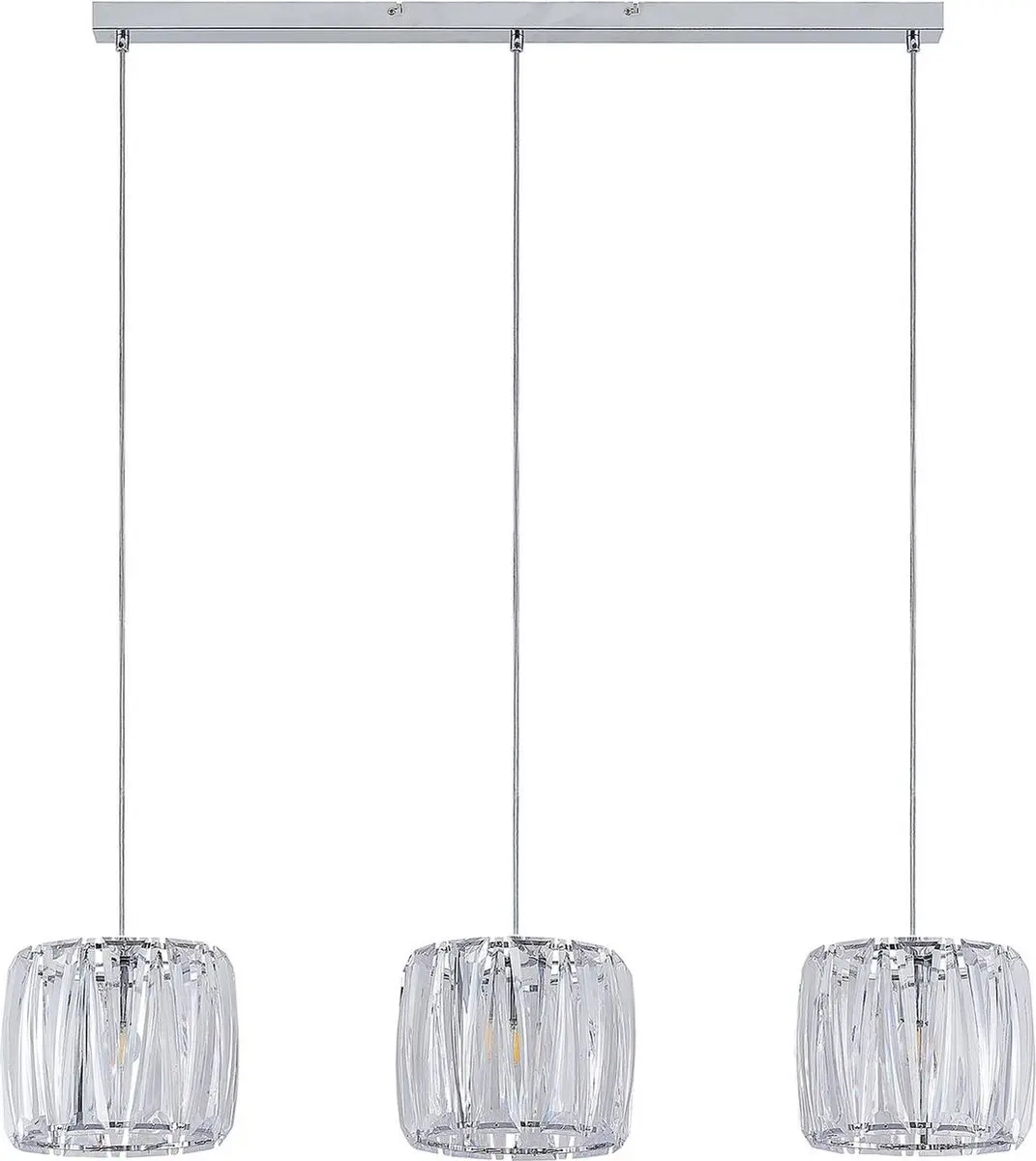 Lindby Hanglamp 3-Lichts Acryl Metaal - E14 - 20cm - Transparant/Chroom