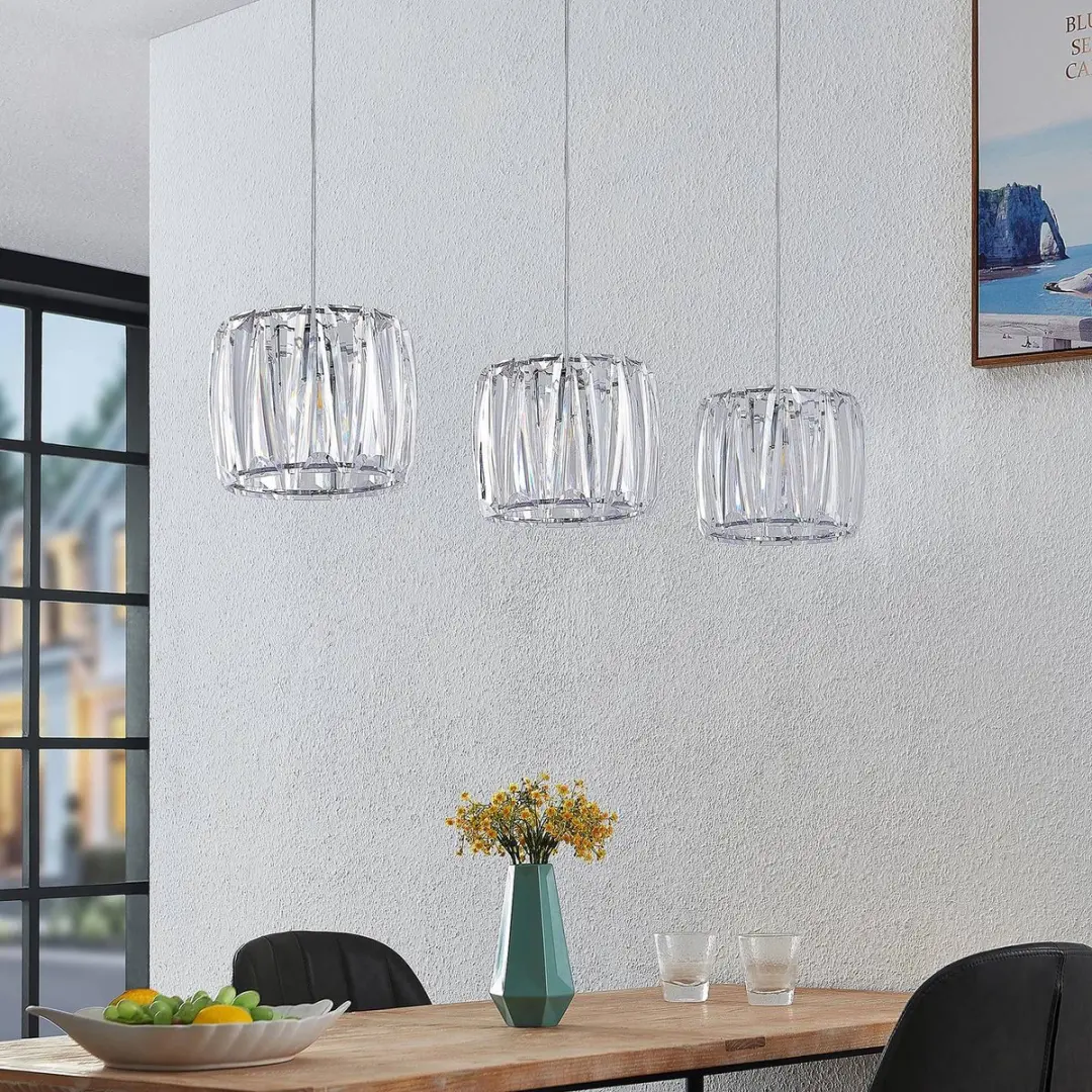 Lindby Hanglamp 3-Lichts Acryl Metaal - E14 - 20cm - Transparant/Chroom