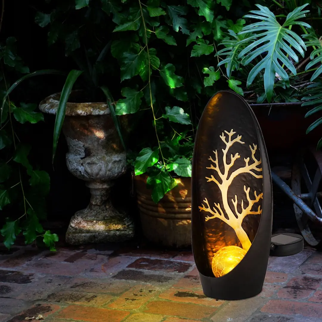 Globo Solar Tuinlampen Zwart Zilver - 2 Stuks