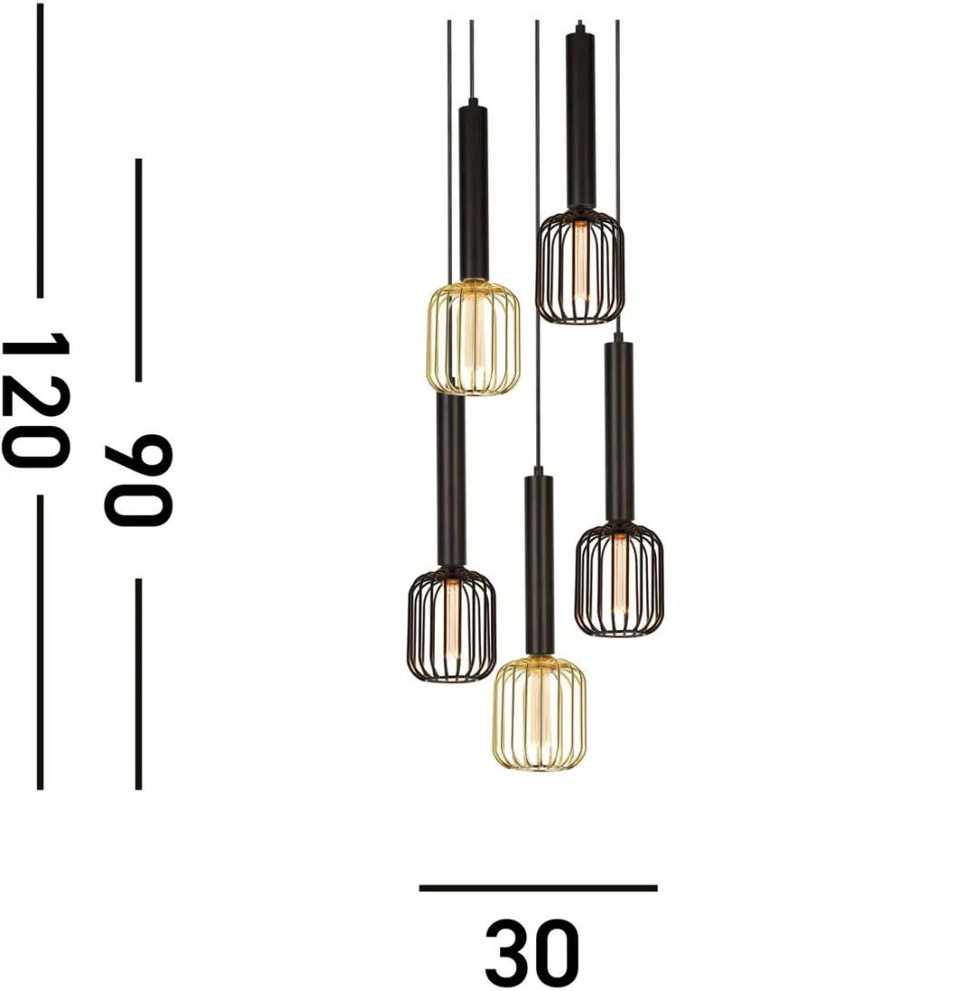 Searchlight Dulwich Hanglamp - 1 Lichtpunt - Zwart