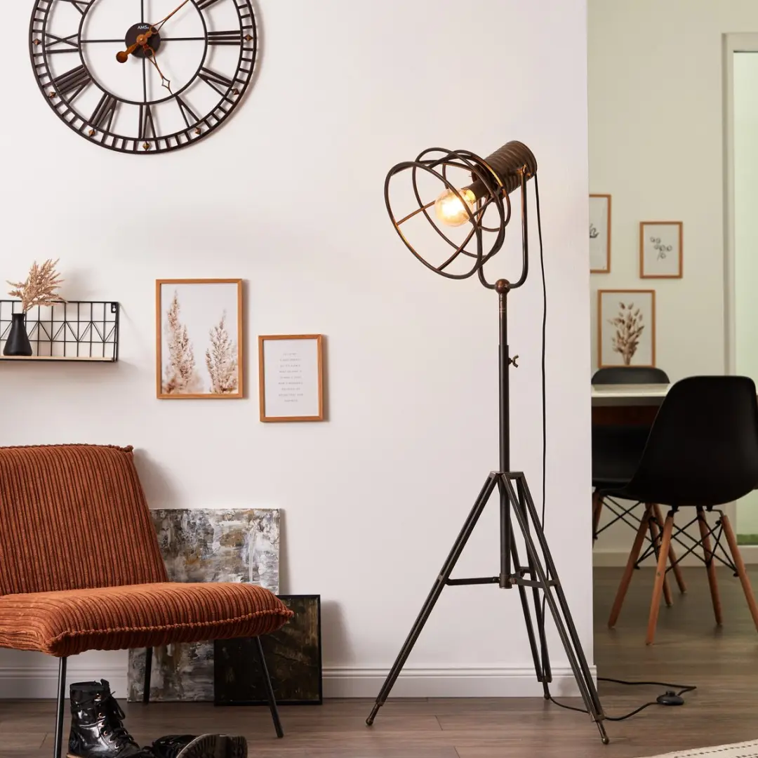 Brilliant Reece Vloerlamp - 1x A60 E27 40W - Zwart Staal