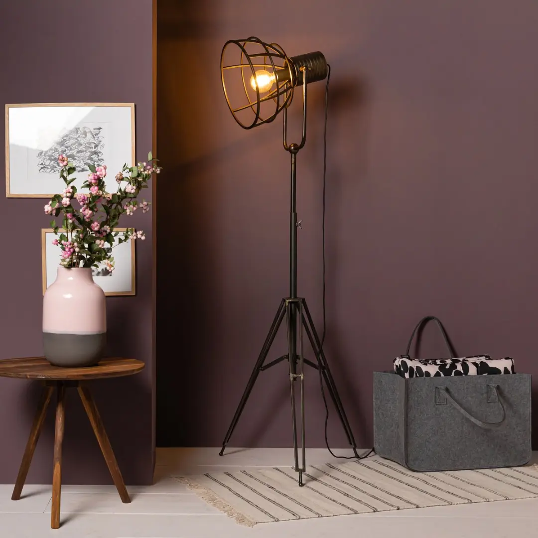 Brilliant Reece Vloerlamp - 1x A60 E27 40W - Zwart Staal
