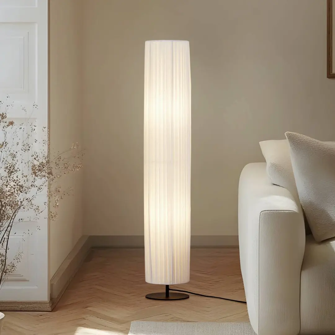 Lindby Vloerlamp 2-lichts Textiel - 117cm - E27 - Wit/Zwart