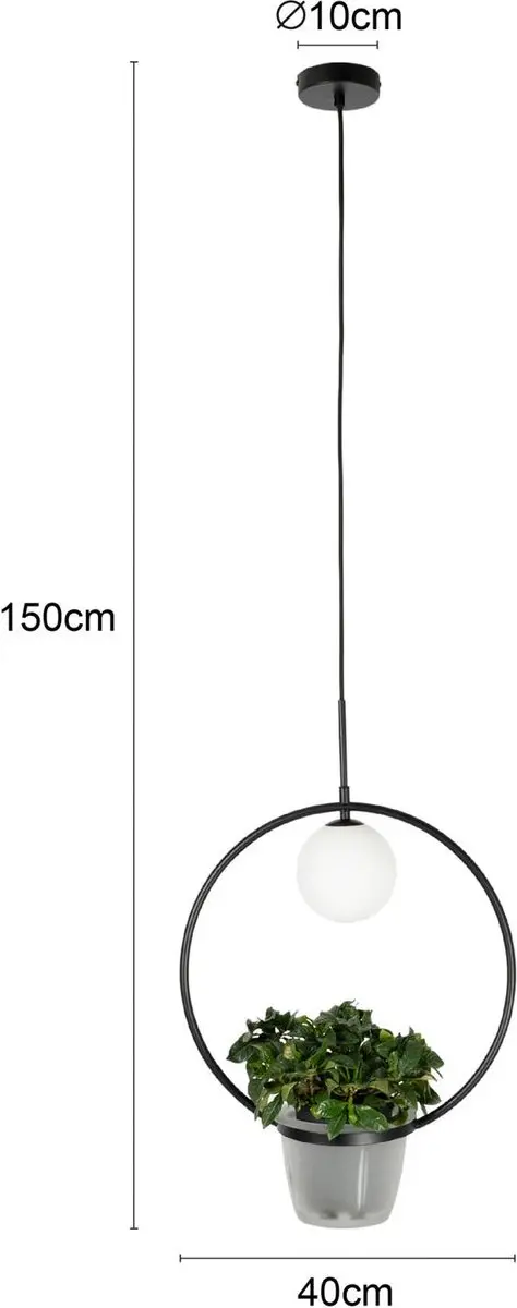 Lindby Hanglamp 1 Licht - Zwart/Opaal