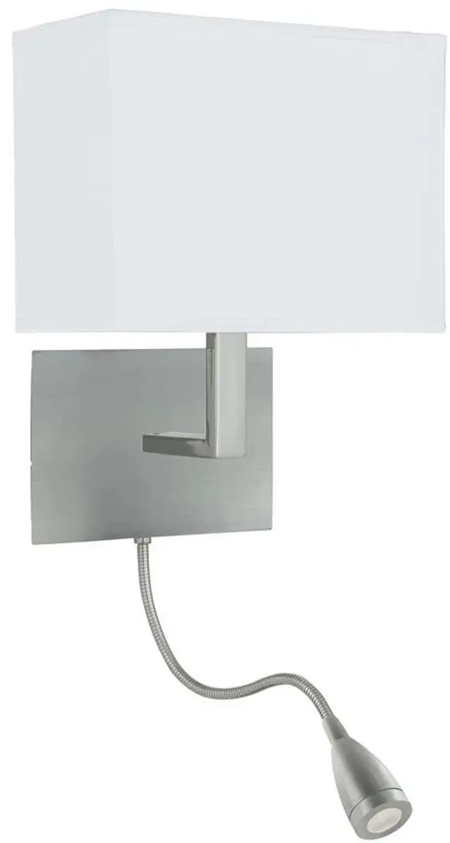 Searchlight Hotel Slaapkamer Wandlamp Zilver - Leeslamp