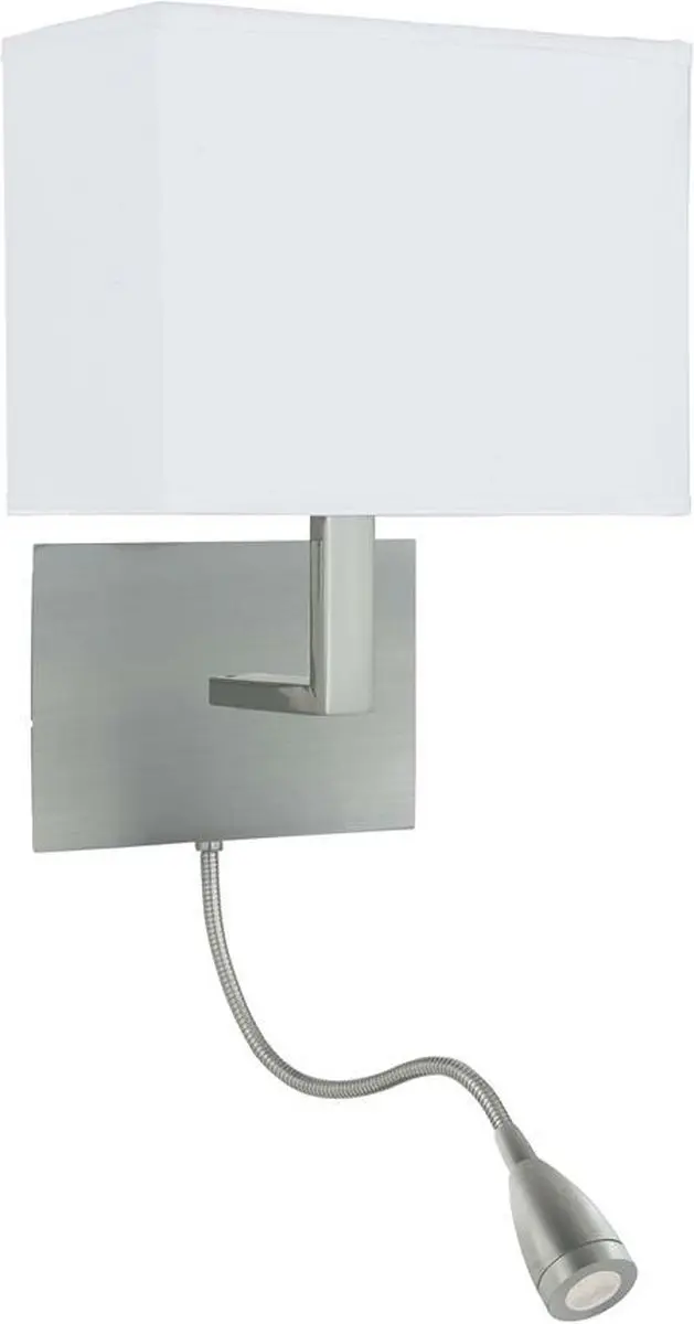 Searchlight Hotel Slaapkamer Wandlamp Zilver - Leeslamp