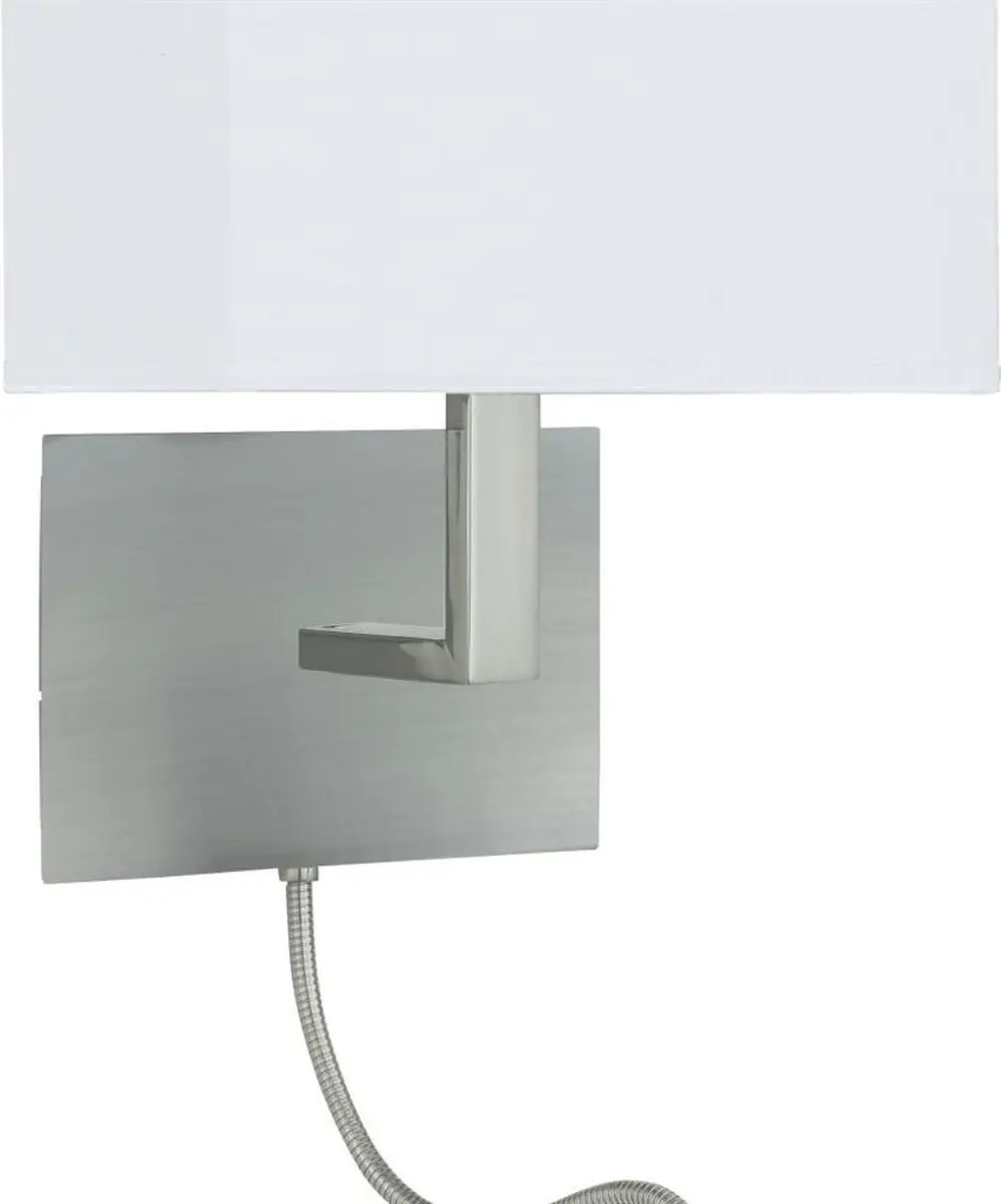 Searchlight Hotel Slaapkamer Wandlamp Zilver - Leeslamp