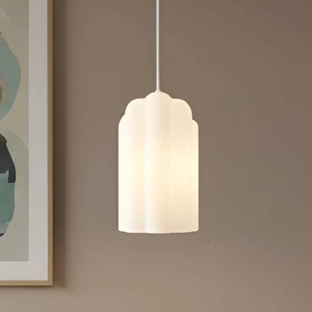 Lucande Hanglamp Glas Metaal 1 Licht E27 - 30cm - Wit