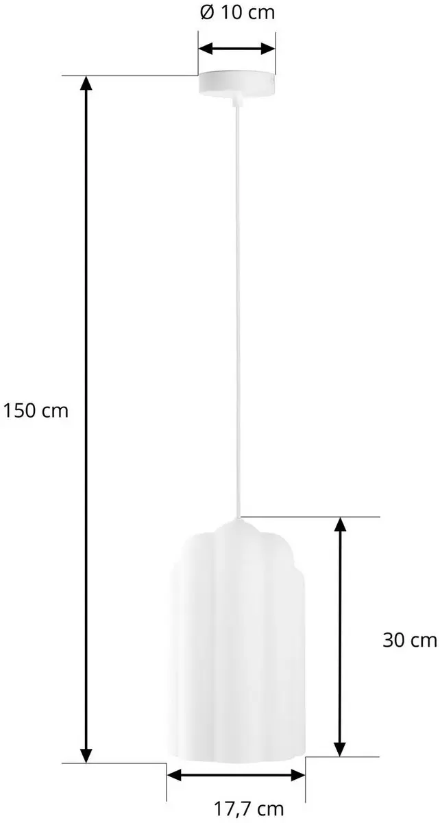 Lucande Hanglamp Glas Metaal 1 Licht E27 - 30cm - Wit