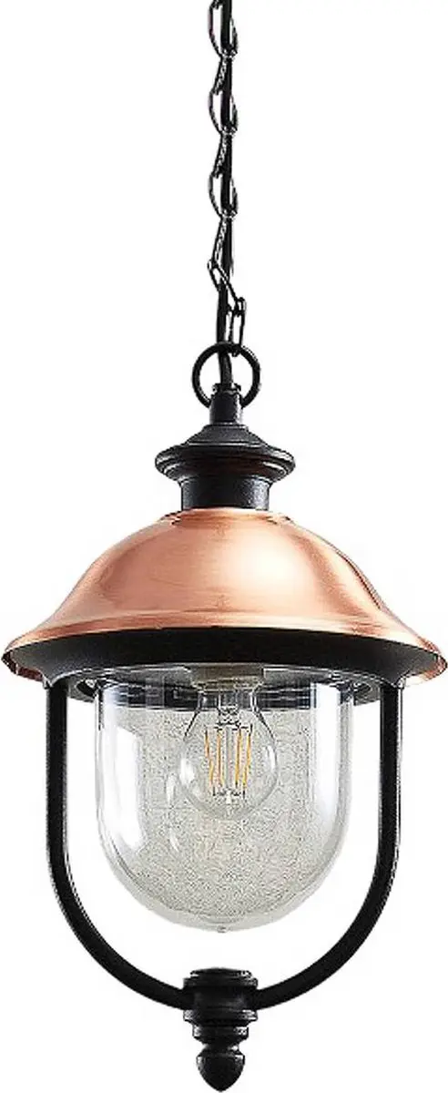 Lindby Hanglamp Buiten 1 Licht E27 - Zwart/Koper