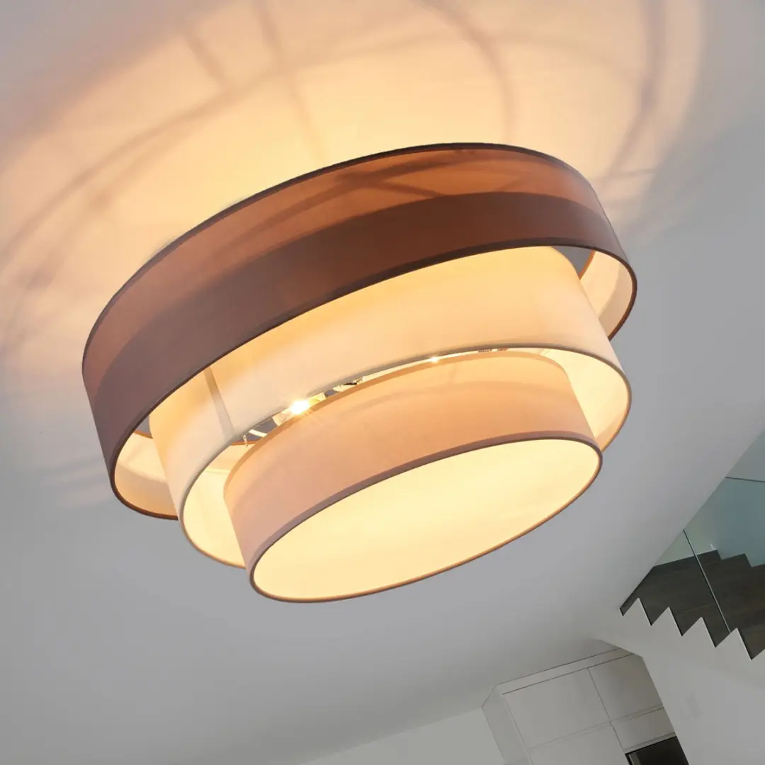 Lindby Melia+ Plafondlamp 3 Lichtpunten - Ø56cm - Grijsbruin/Wit/Grijs/Chroom