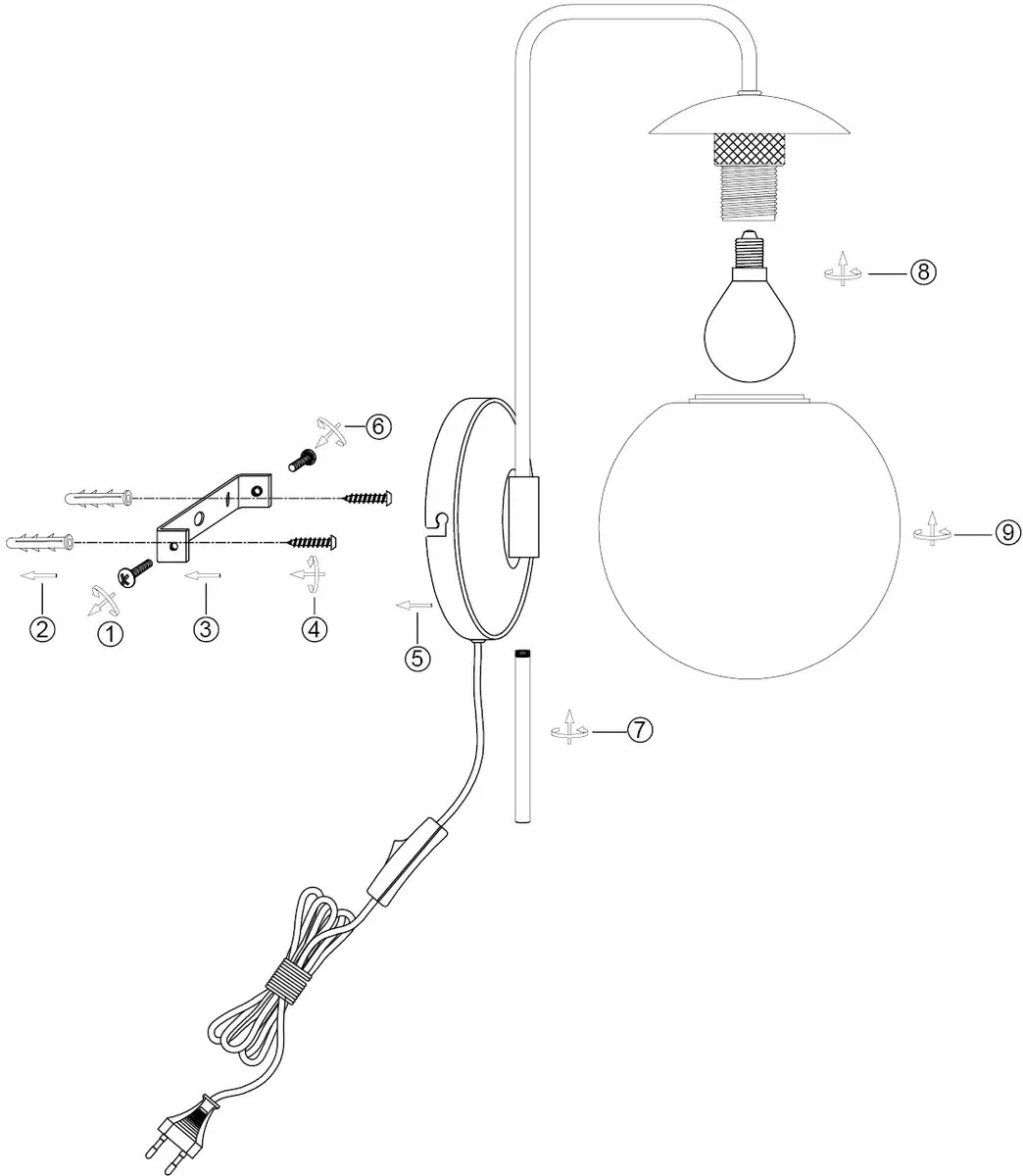 Steinhauer Bollique 4609ZW Wandlamp - Zwart - Smoke Glas - afbeelding 6 van 6