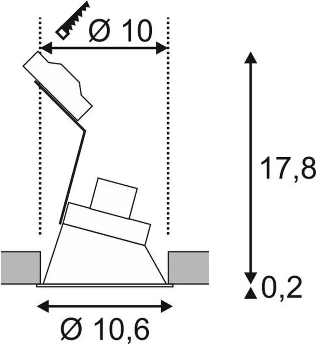 SLV Inbouwspot Horn Slant 113151 - 50W Wit