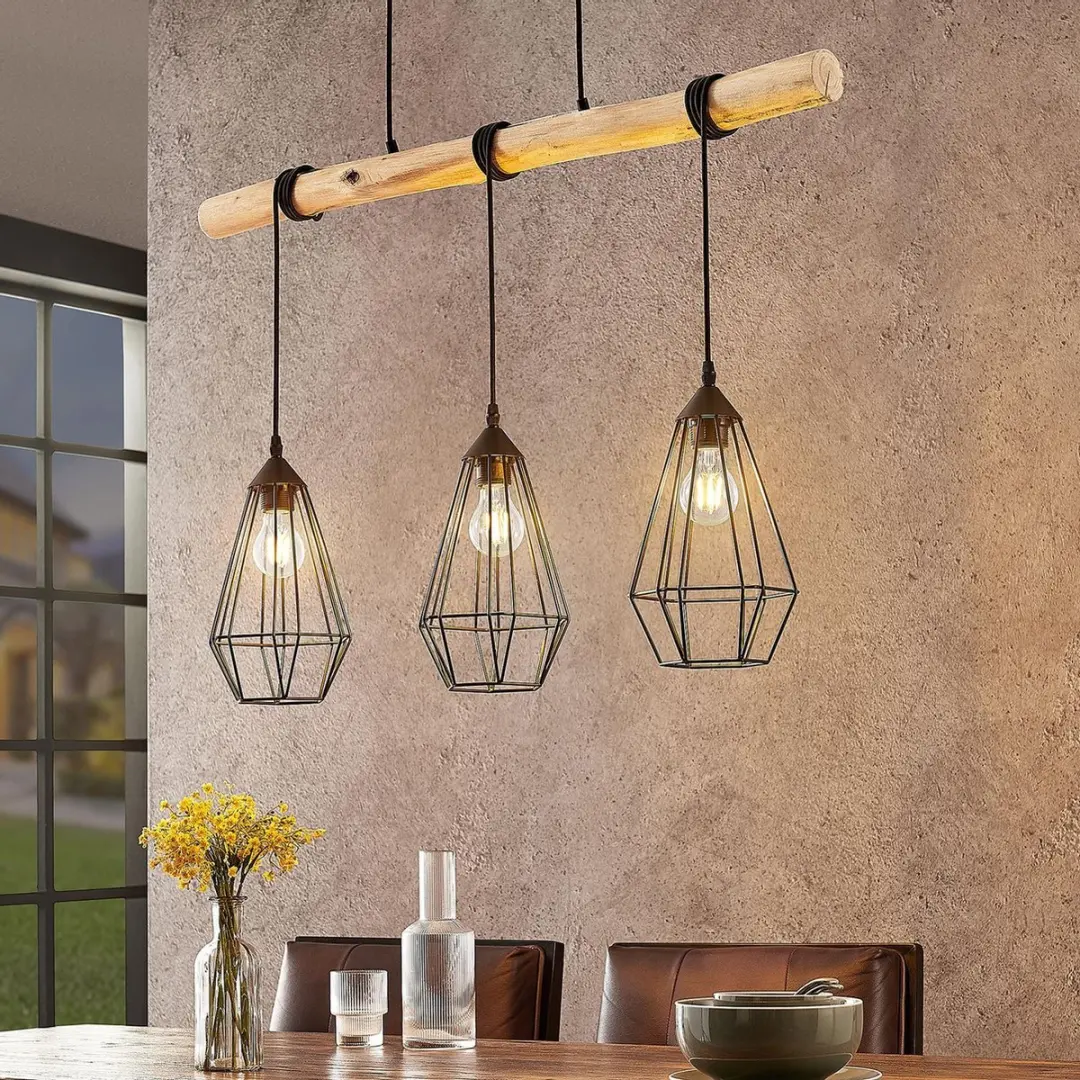 Lindby Hanglamp 3-lichts Metaal Hout
