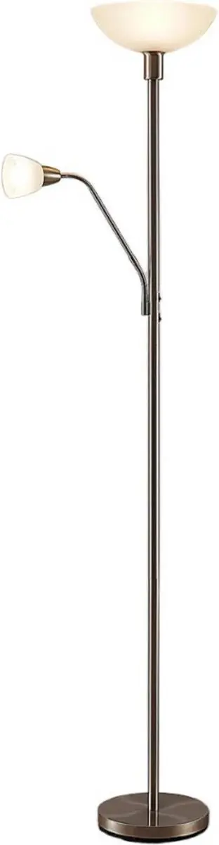Lindby Vloerlamp 2-licht Metaal - 180cm - Satinikkel/Wit