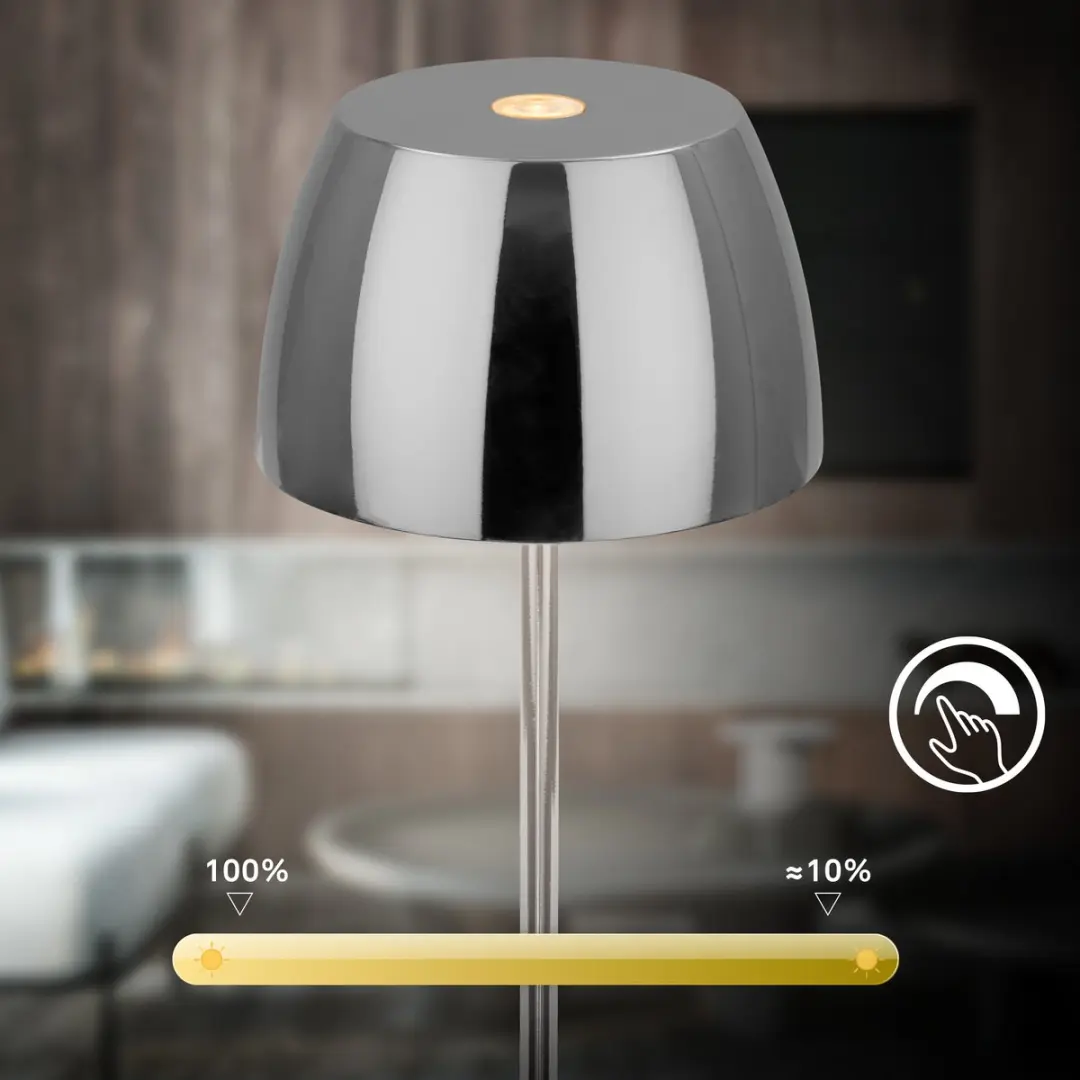 Briloner Serina Mini 7503018 LED Tafellamp - Dimbaar Touch - IP44 - Chroom