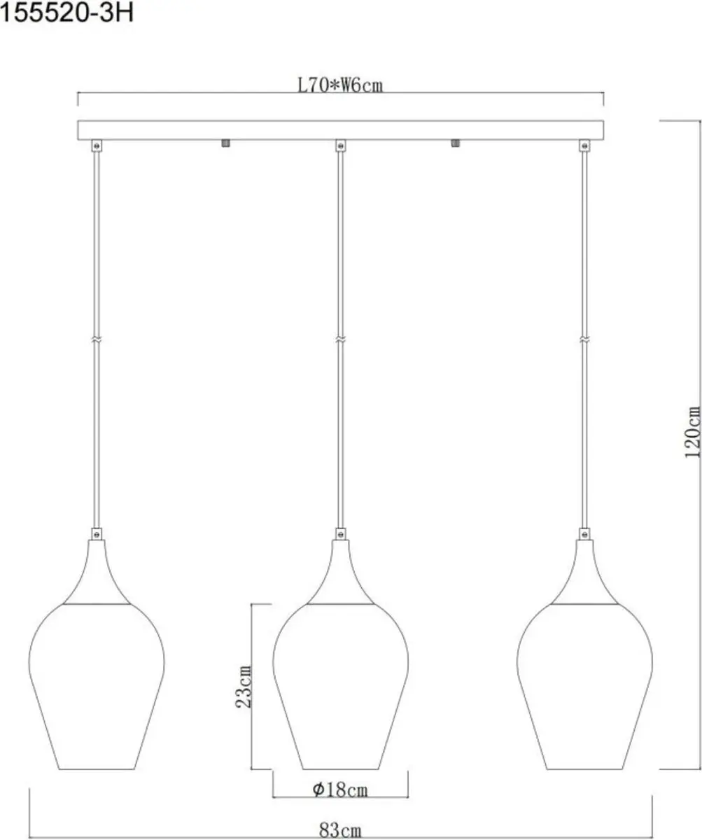 Globo Lavus Hanglamp 3-lichts Metaal 70cm - Buiten
