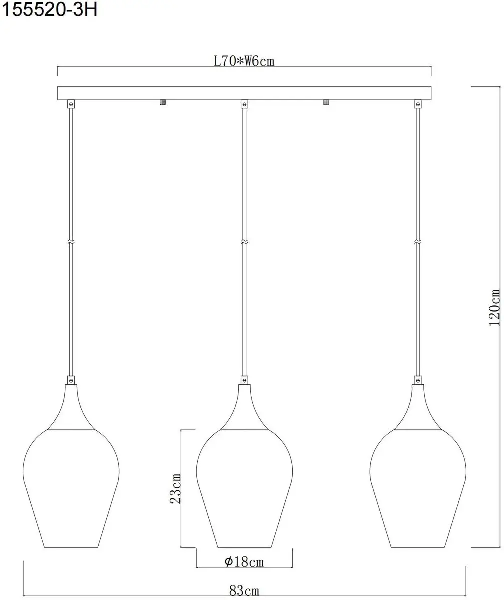 Globo Lavus Hanglamp 3-lichts Metaal 70cm - Buiten