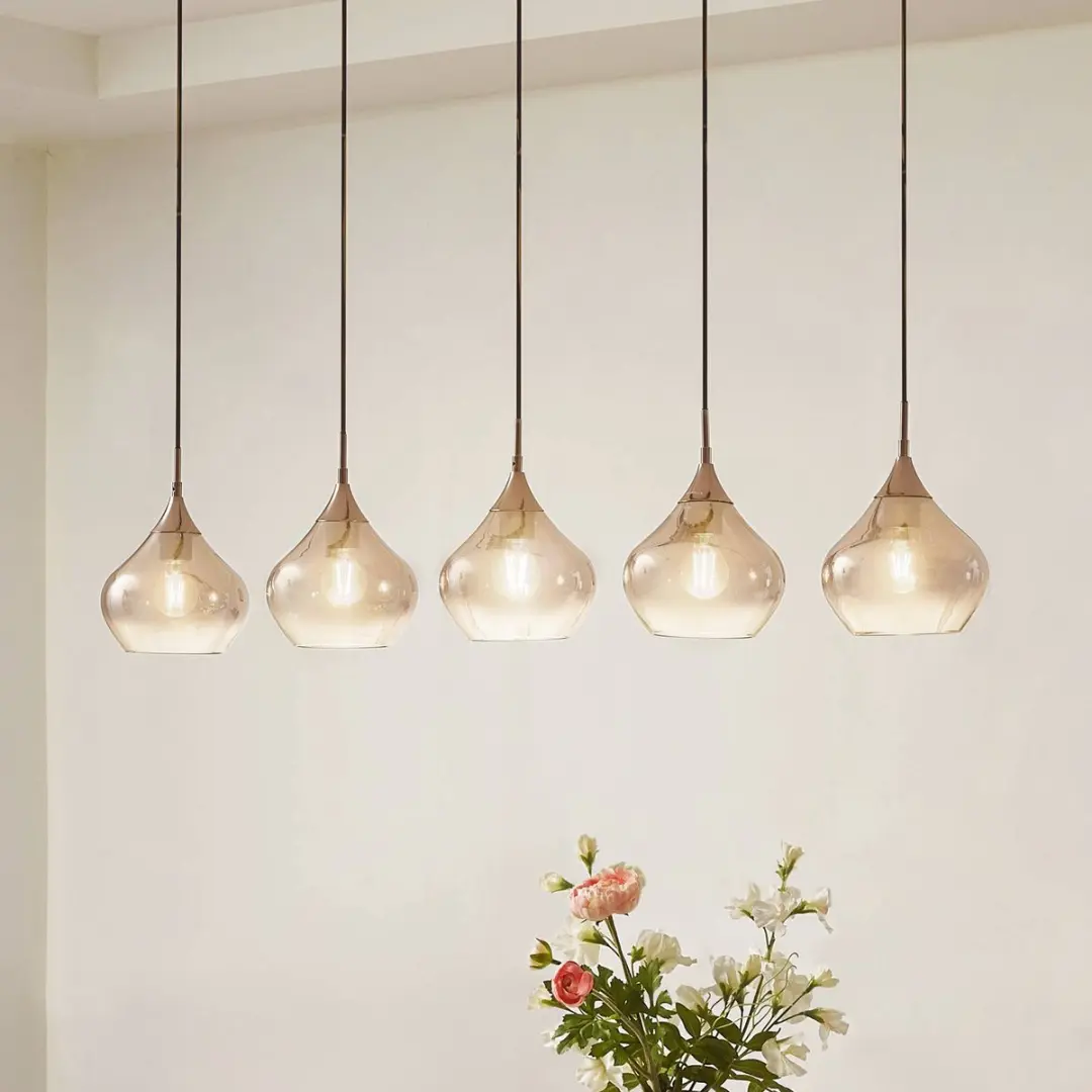 Lucande Hanglamp 5-lichts - 20cm - Rookgrijs/Zwart