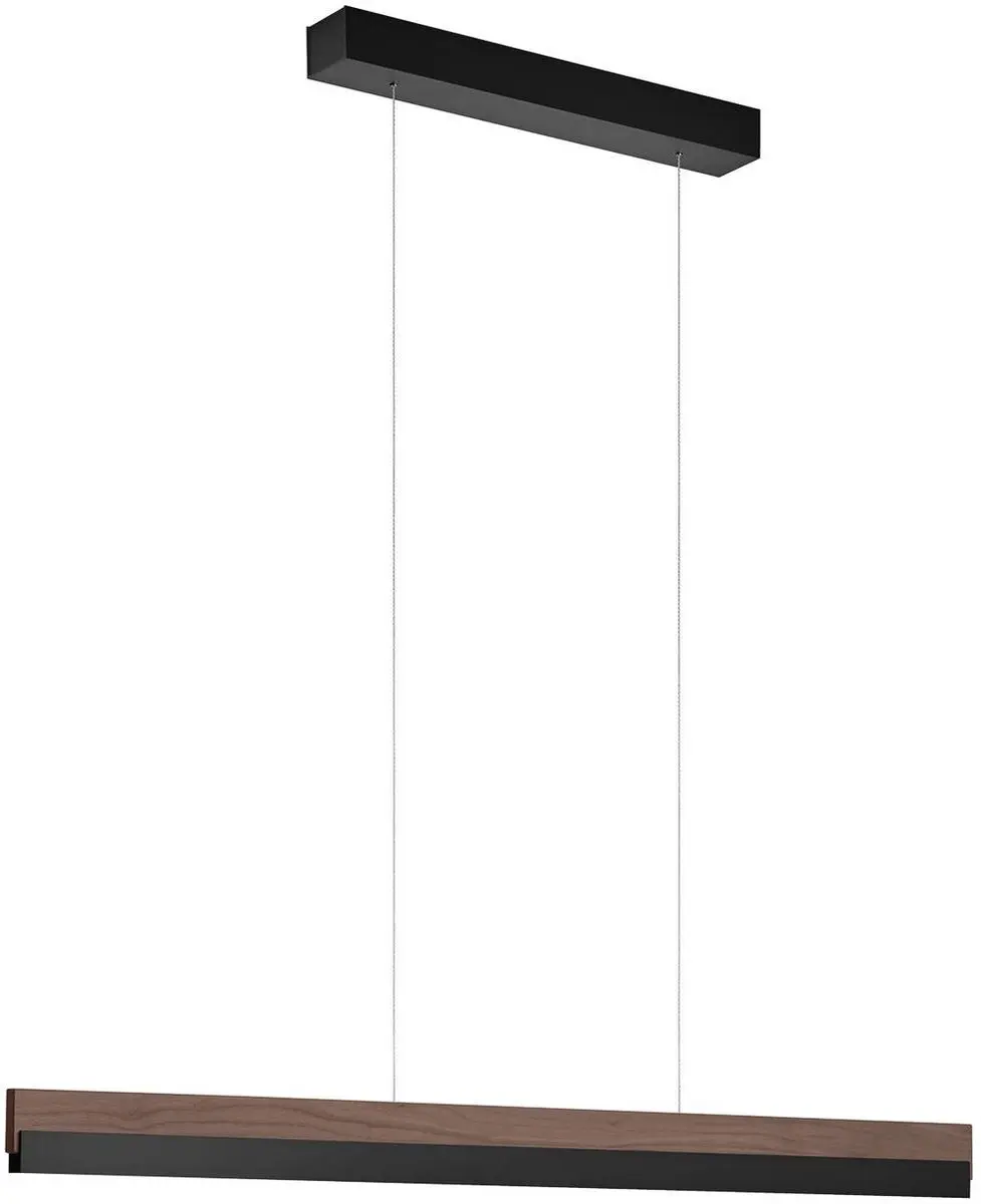 Quitani Hanglamp Massief Notenhout Aluminium 1 Licht - Walnoot Mat Zwart