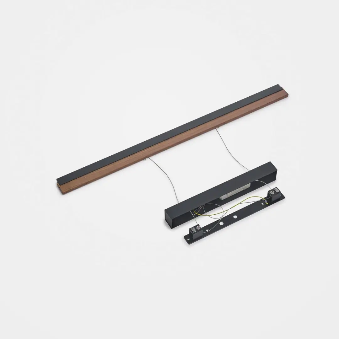 Quitani Hanglamp Massief Notenhout Aluminium 1 Licht - Walnoot Mat Zwart