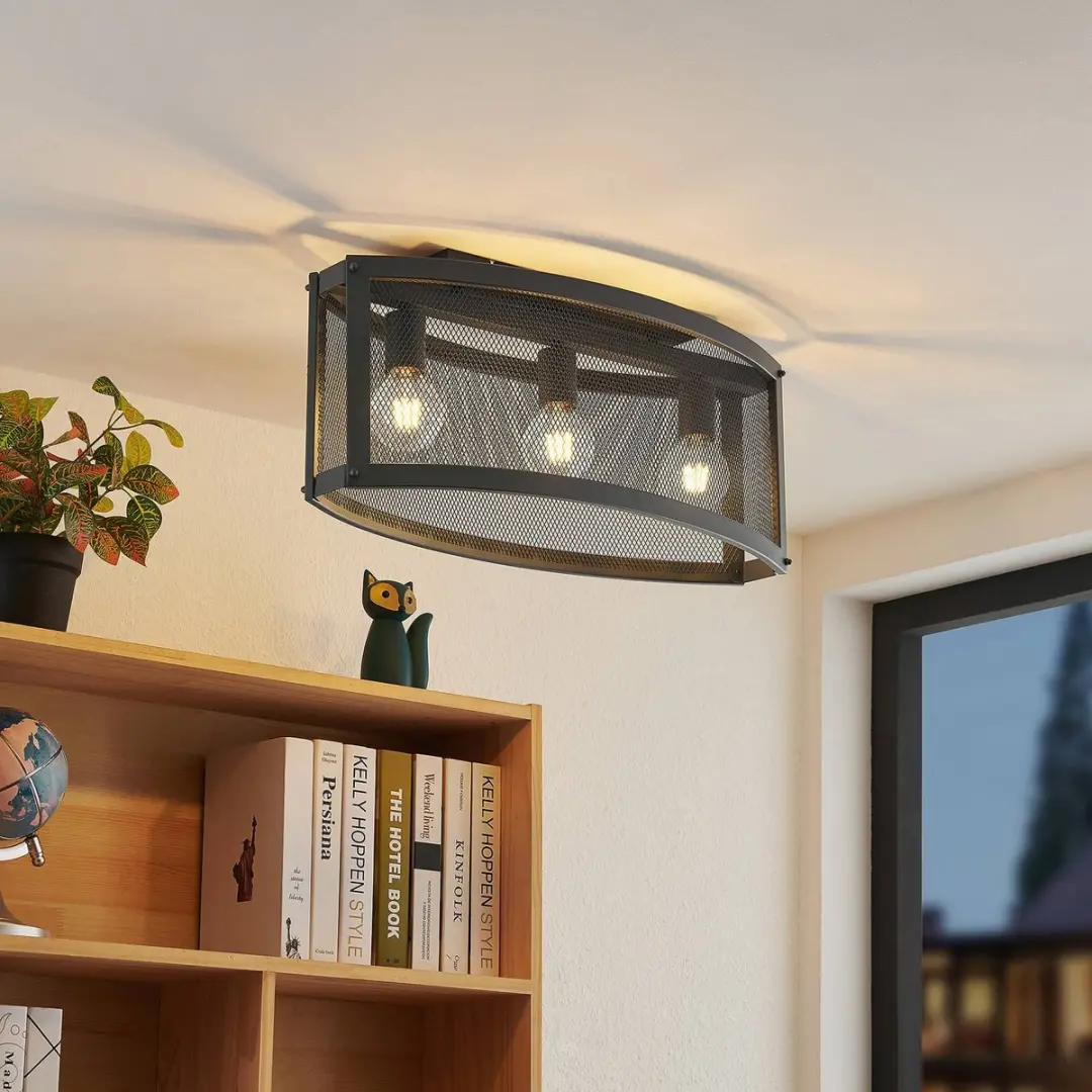 Lindby Plafondlamp 3-Lichts E27 - Zwart