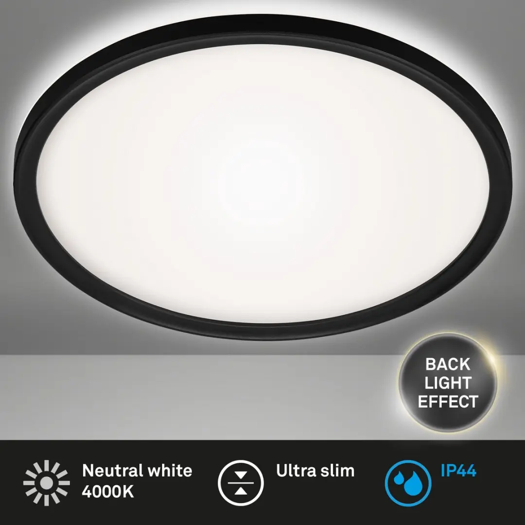 Briloner LED Badkamerverlichting Plafondlamp Ø42cm - IP44 - Zwart
