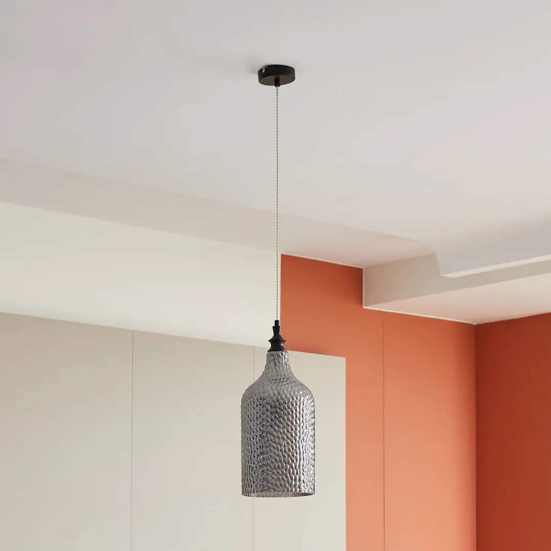 Lindby Hanglamp Glas Metaal 46.6cm - E27 - Rookgrijs/Zwart