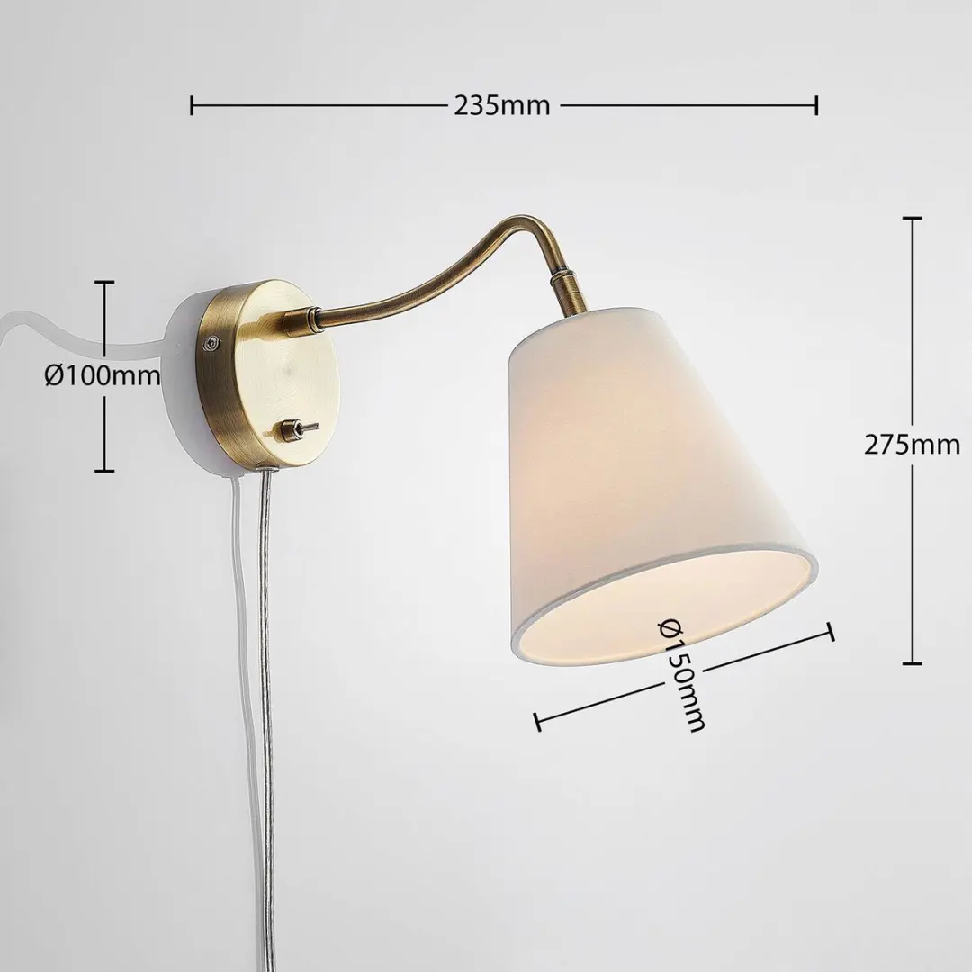 Lindby Wandlamp E14 Antiek Messing/Wit - 27,5 cm