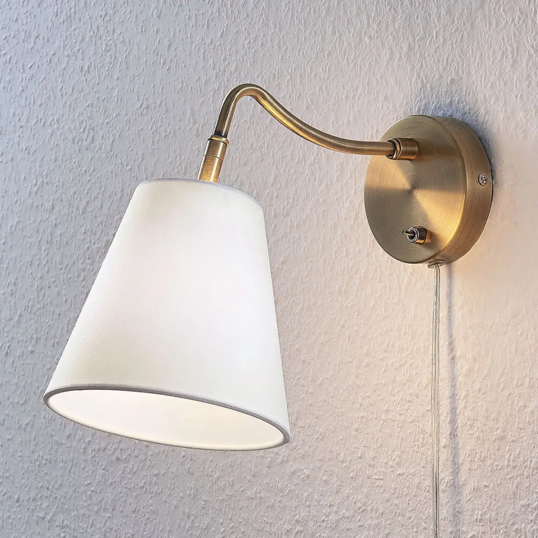 Lindby Wandlamp E14 Antiek Messing/Wit