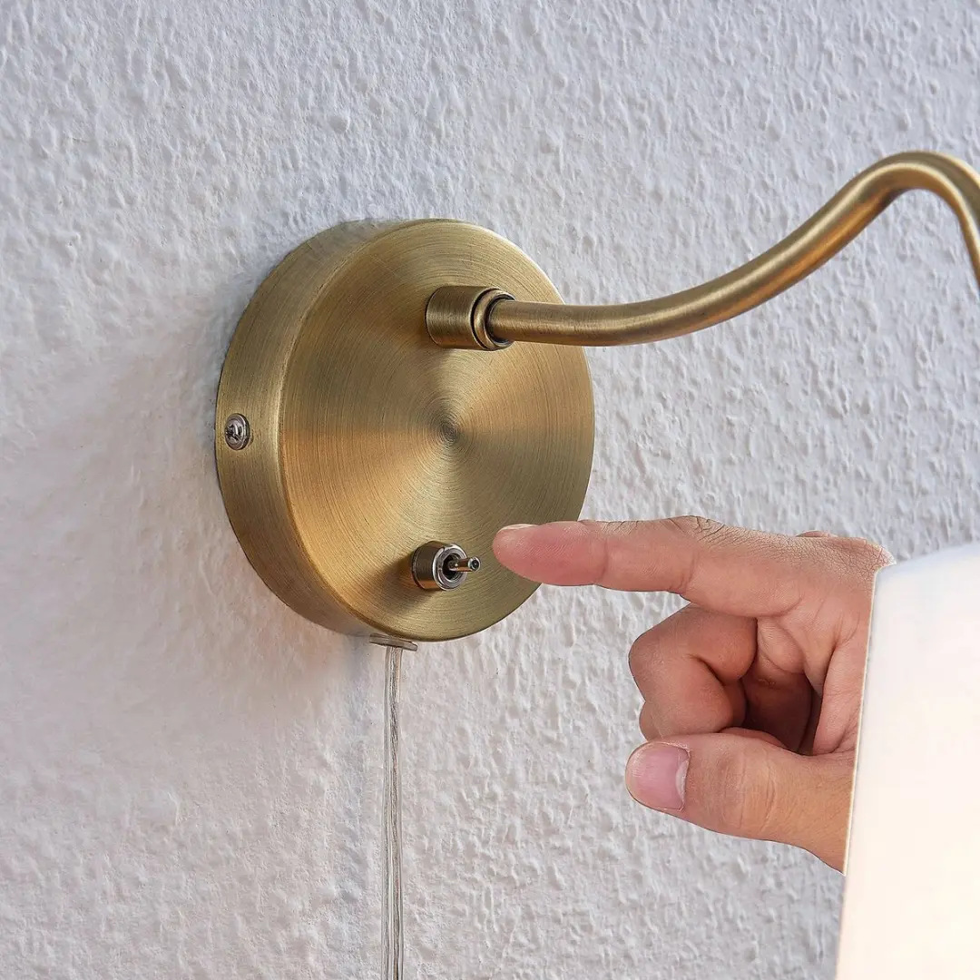 Lindby Wandlamp E14 Antiek Messing/Wit - 27,5 cm