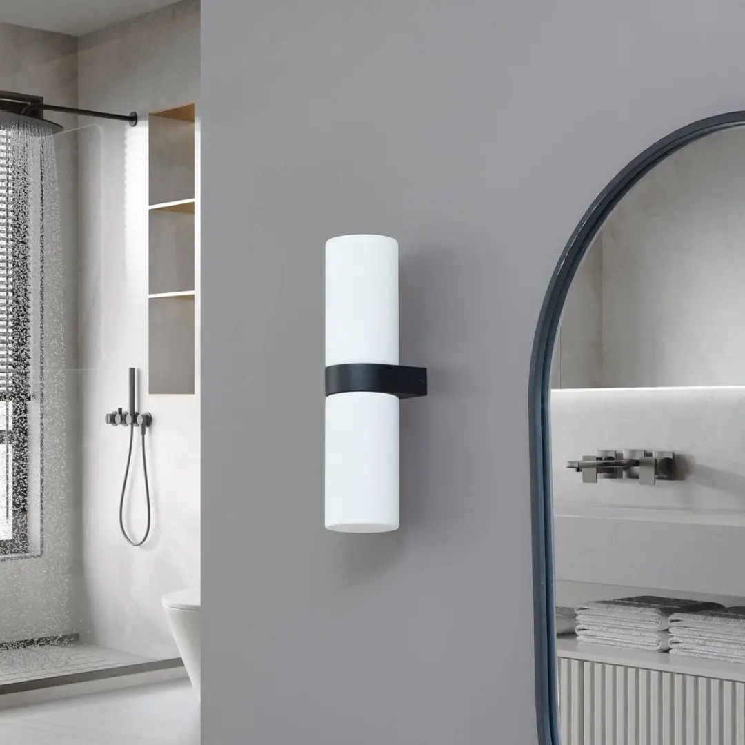 Lucande Wandlamp 2-lichts Glas Staal - E14 - Zwart/Wit