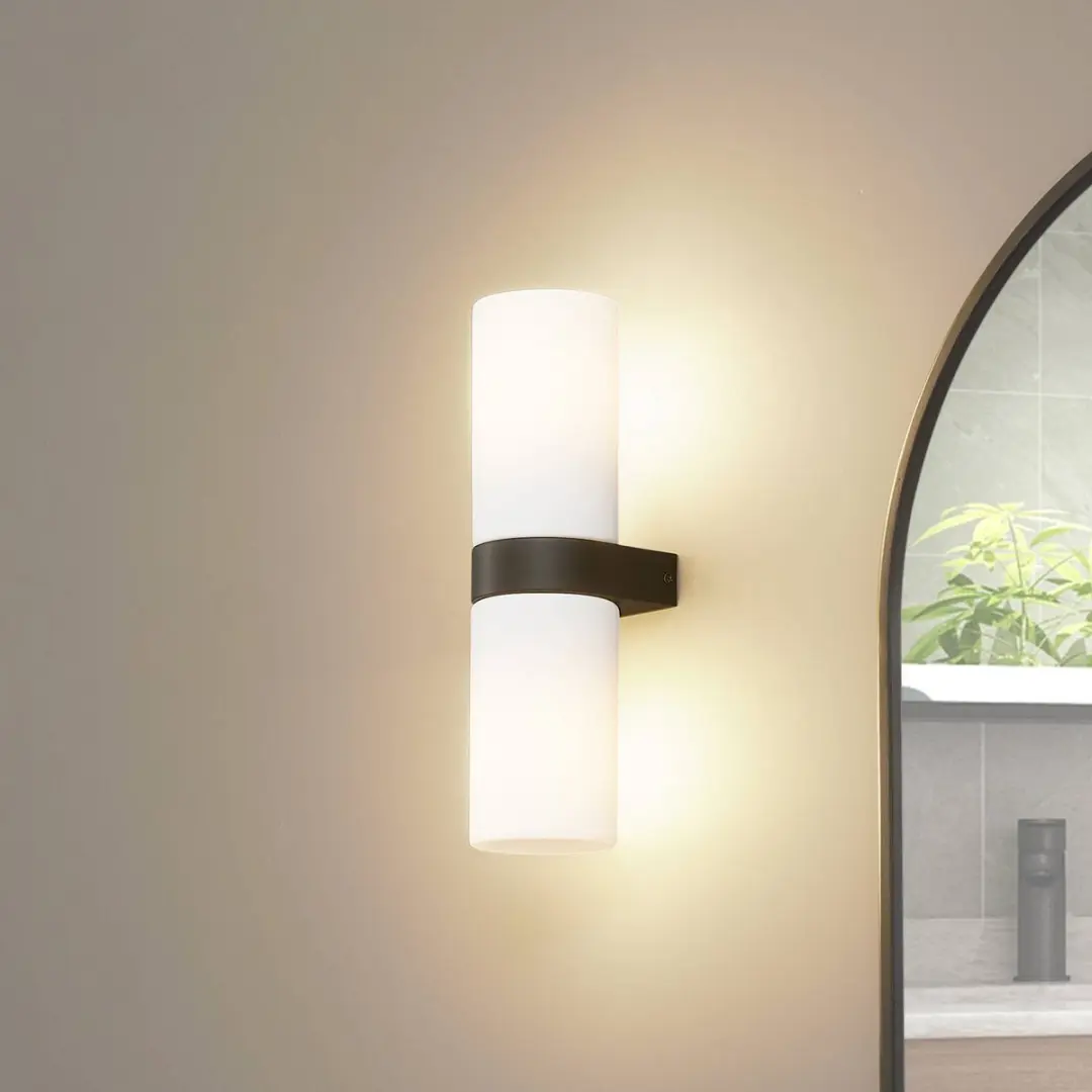 Lucande Wandlamp 2-lichts Glas Staal - E14 - Zwart/Wit