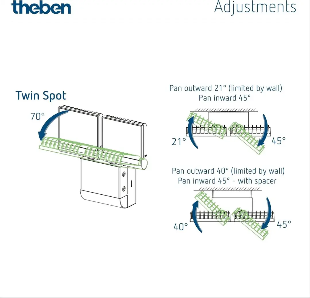 Theben theLeda S17-100 BK Buitenlamp - 17W Bewegingsmelder - 2 LED - afbeelding 6 van 6