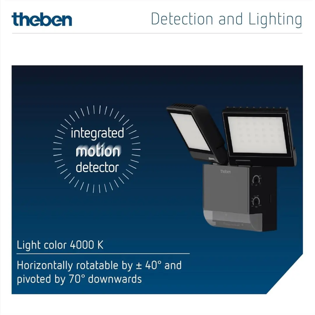 Theben theLeda S17-100 BK Buitenlamp - 17W Bewegingsmelder - 2 LED