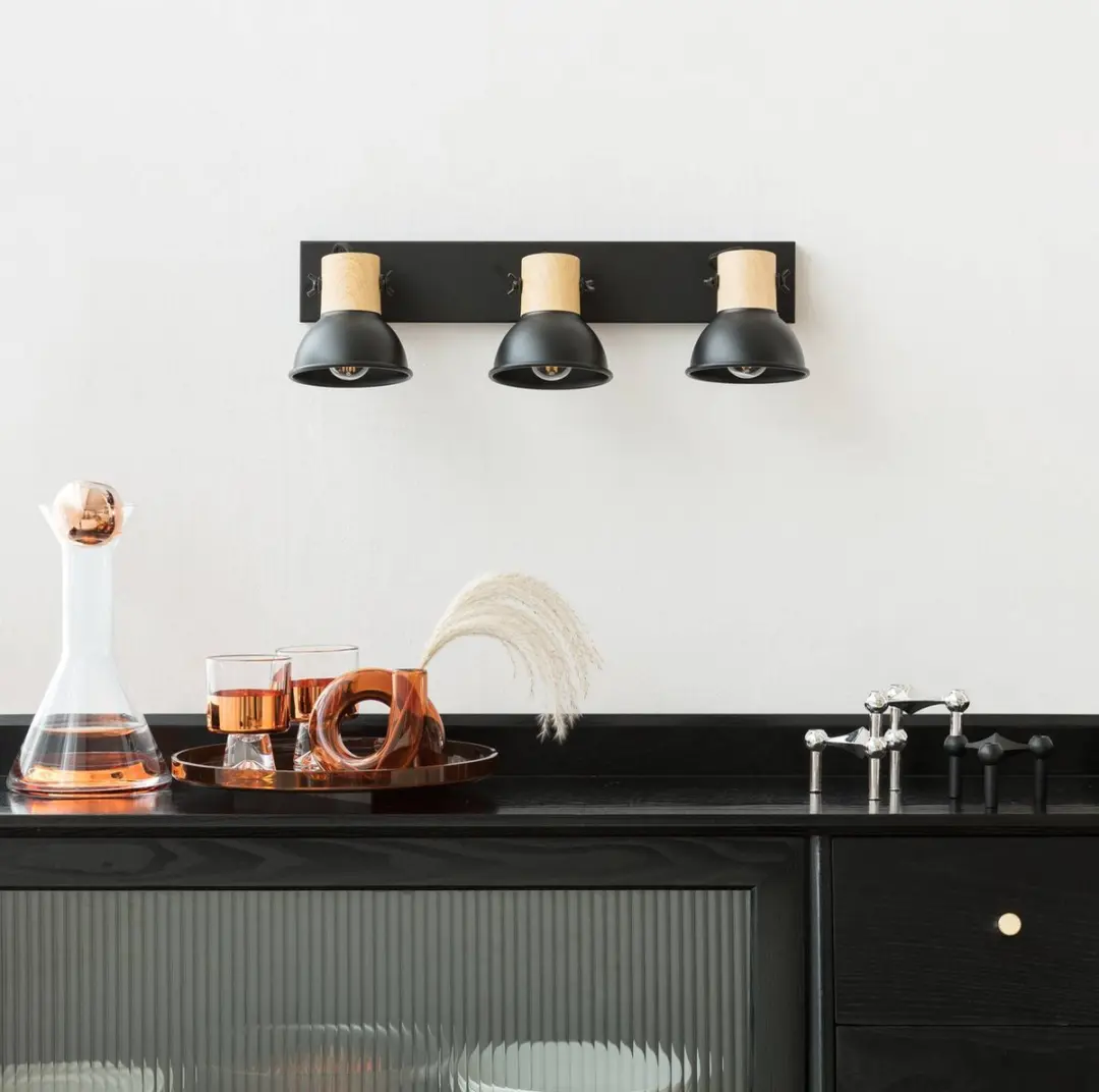 Lindby Buitenspot 3-lichts E14 - 40W - Zwart/Hout