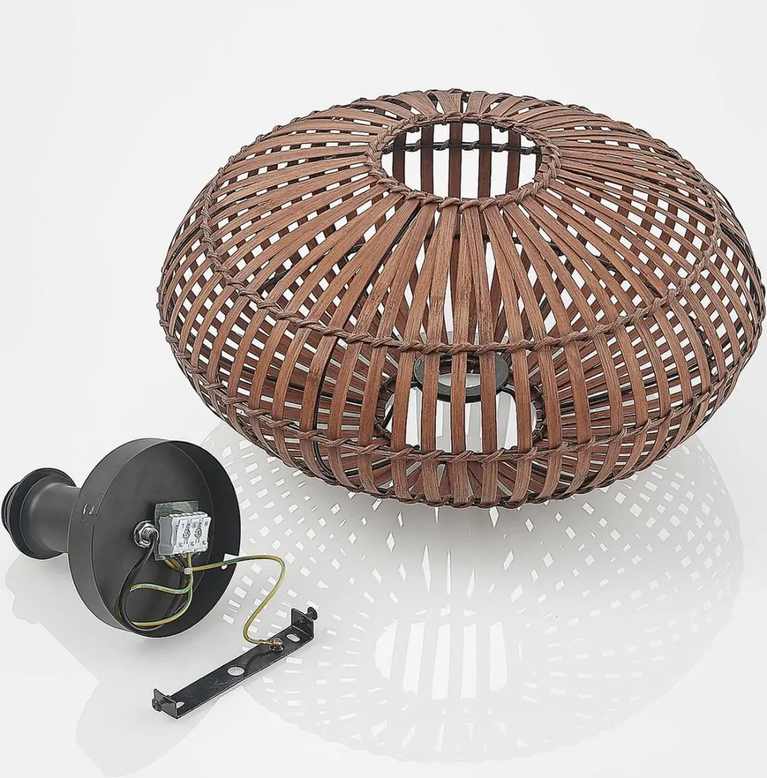 Lindby Plafondlamp Bamboe Staal 1 Licht - 40cm - E27
